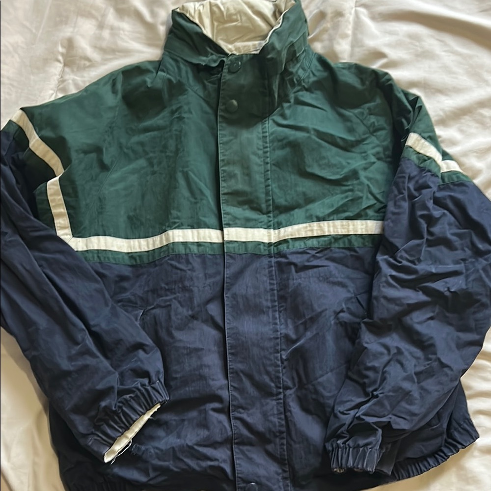 Nautica Two-Tone Green and Navy Windbreaker